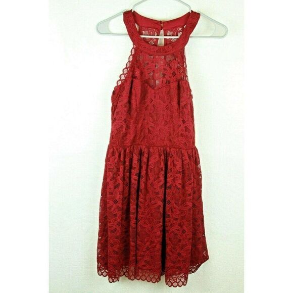 Altar'd State Juniors Dress Red Lace M - Picture 1 of 5